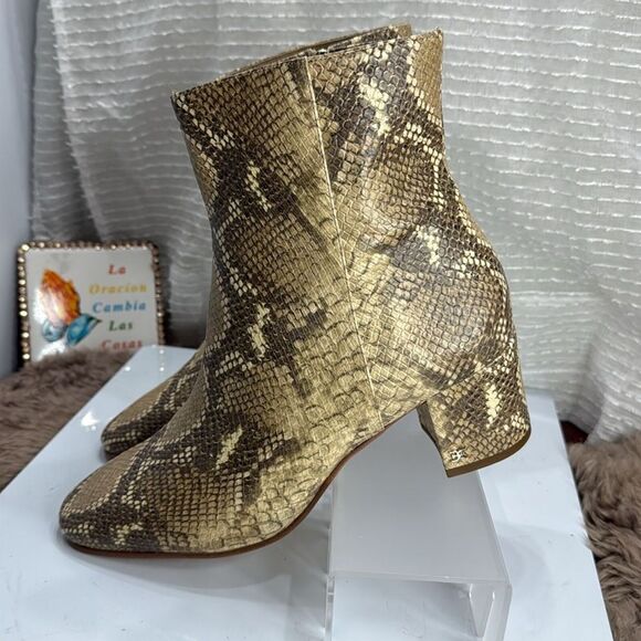 (R2) Sam Edelman Regaen Exotic Snake Print Booties in Wheat, Women's Size 10 - Picture 4 of 15